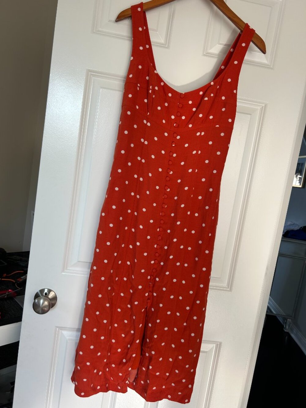 ANTHROPOLOGIE MAEVE polka dot button front midi dress 2 - Picture 3 of 6